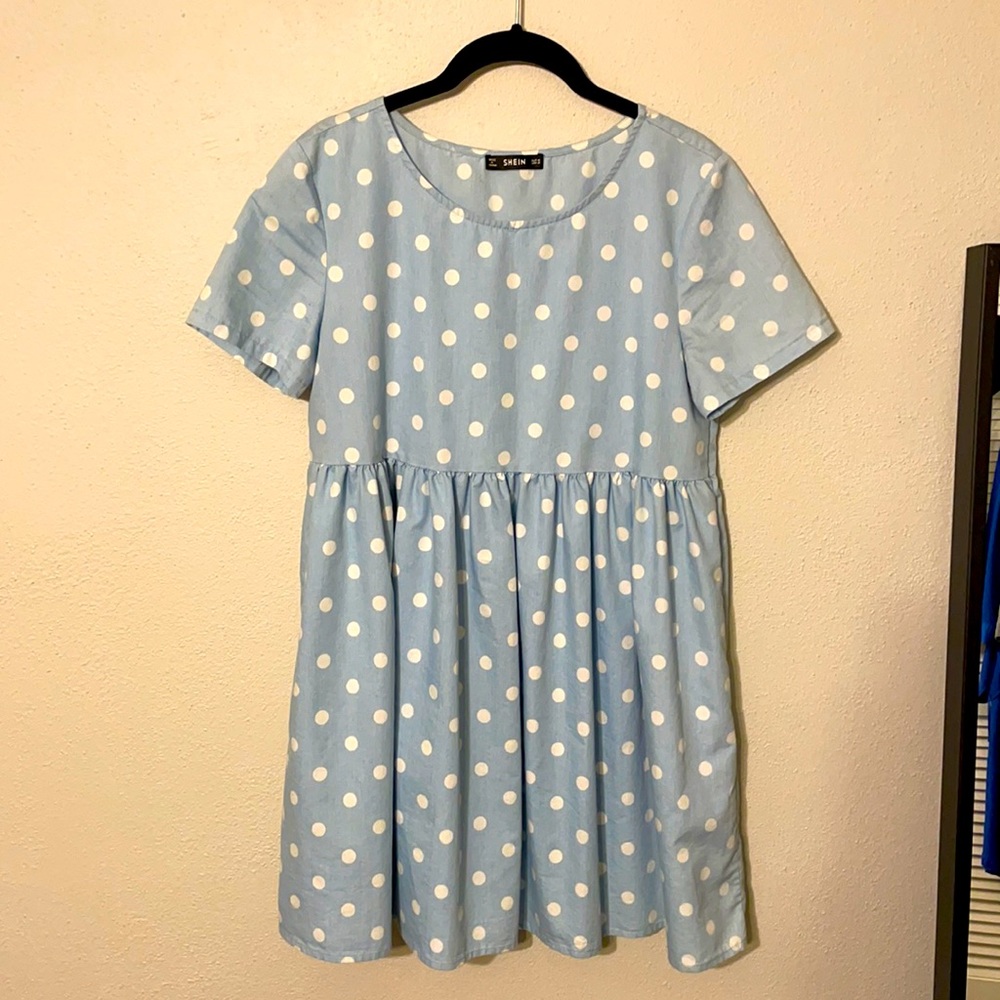 Blue polka dot dress